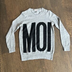 Madewell Gray and Black Crewneck Sweater